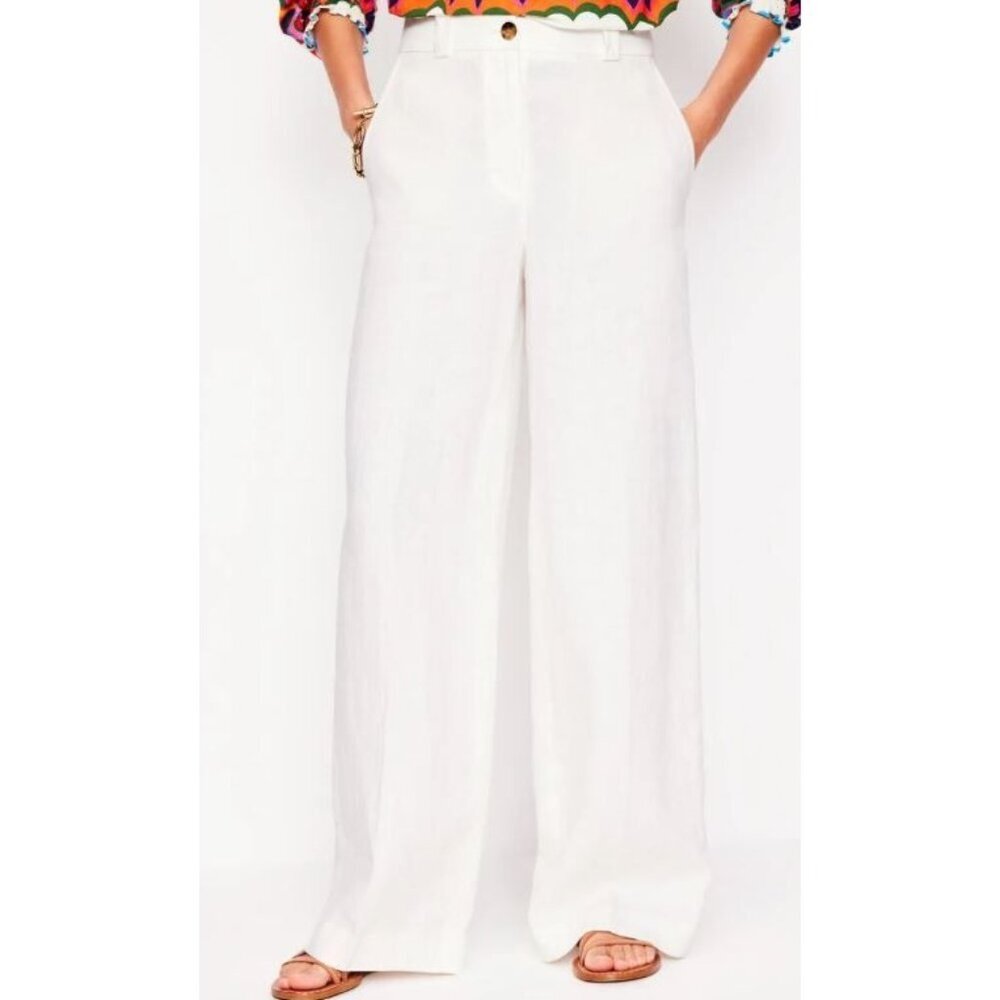 Boden Westbourne 100% Linen Trouser Pants Women Size 14 L NWT Wide Leg